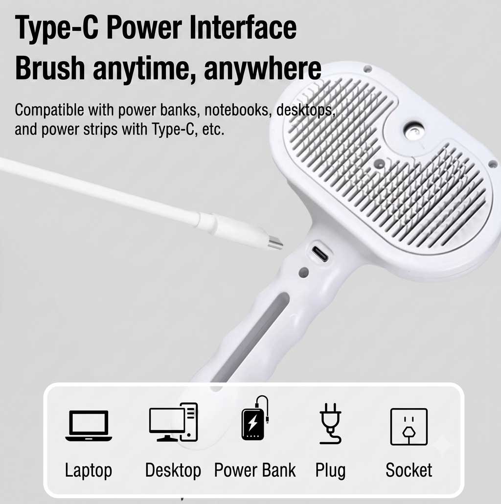 3-in-1 Pet Steam Brush | Electric Spray Cat & Dog Grooming Comb